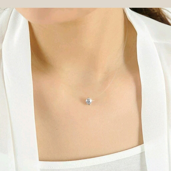 Transparent Nylon Necklace 8mm Swarovski Crystal - Picture 4 of 8